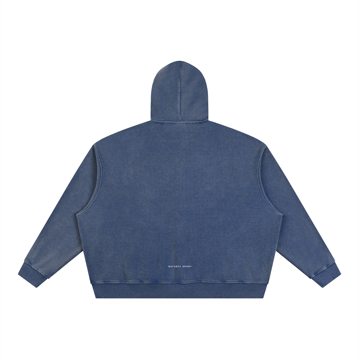 Unisex Vintage Wash Boxy Waffle Full Zip Hoodie