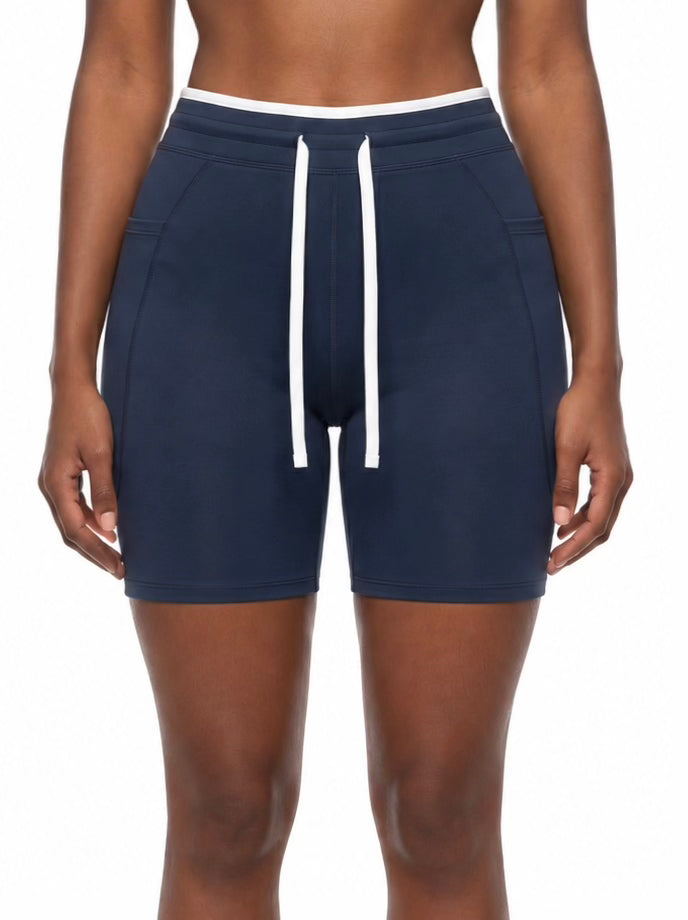 High Rise Color Block Yoga Shorts